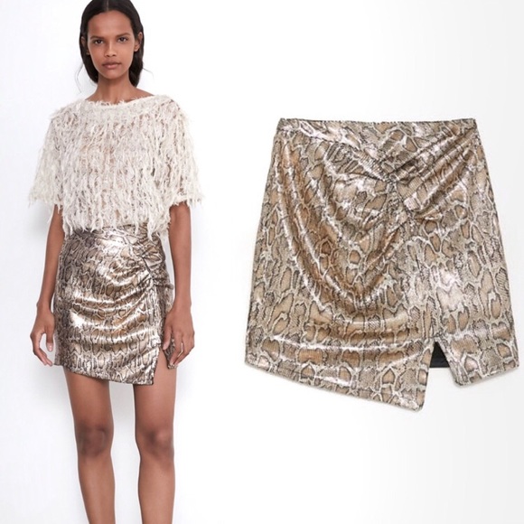 Zara Dresses & Skirts - Zara sequence mini skirt leopard print size S